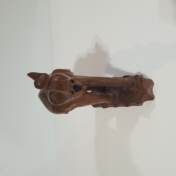 VINTAGE 14" Wooden Chunky Trunks Up Elephant on Attached Base - Picture 5 of 11